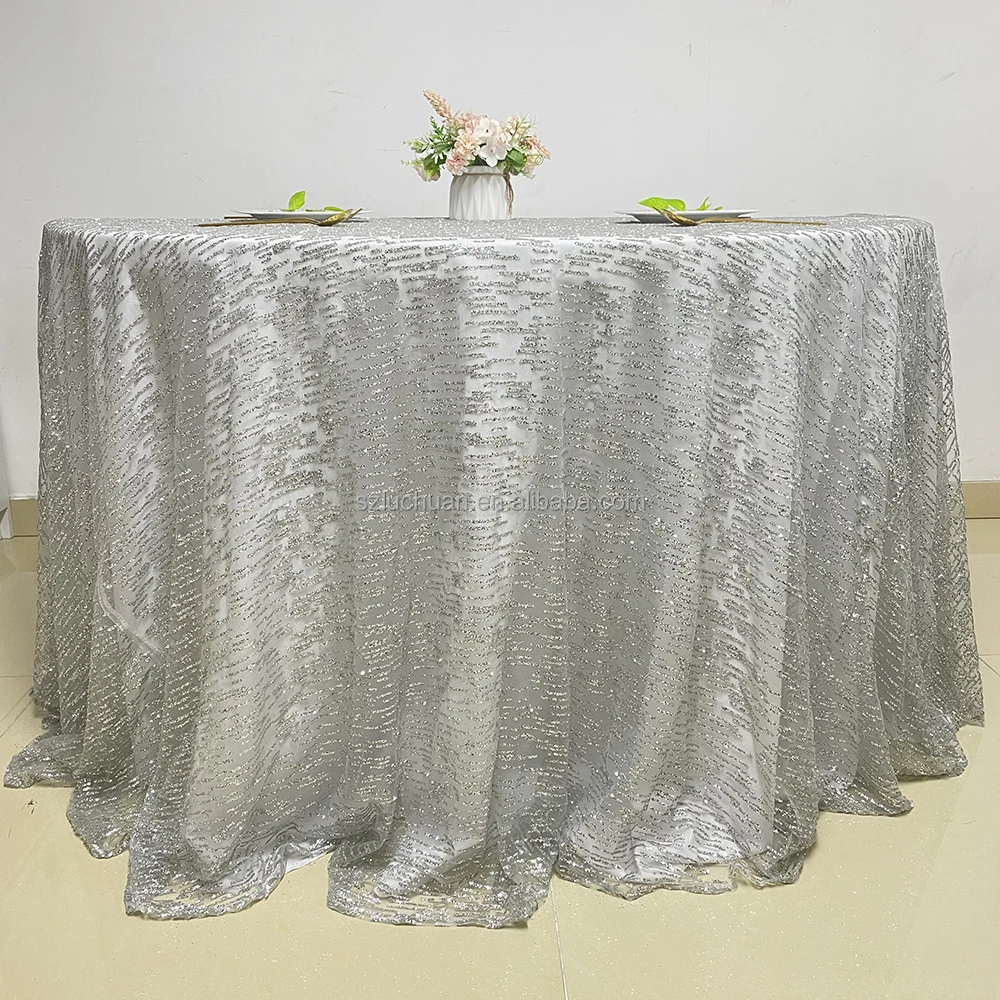 Wholesale Silver Round Table Clothes Sequins Tablecover Wedding Table Clothes