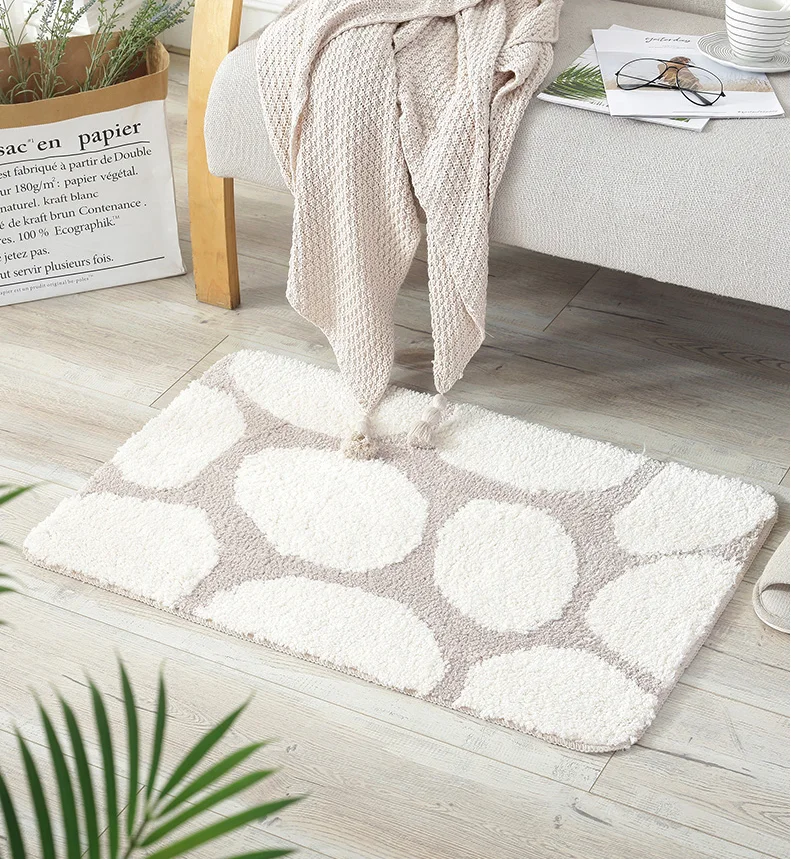 Супермягкий абсорбирующий нескользящий коврик из микрофибры с узором в виде булыжника для ванной комнаты, удобный коврик для гостиной