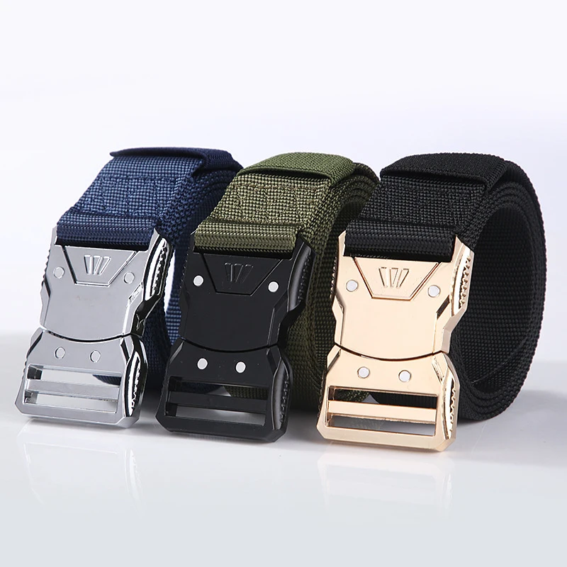 Ремень тактический Мужской, регулируемый боевой ремень с золотой пряжкой, нейлоновый, для занятий спортом, охоты, туризма