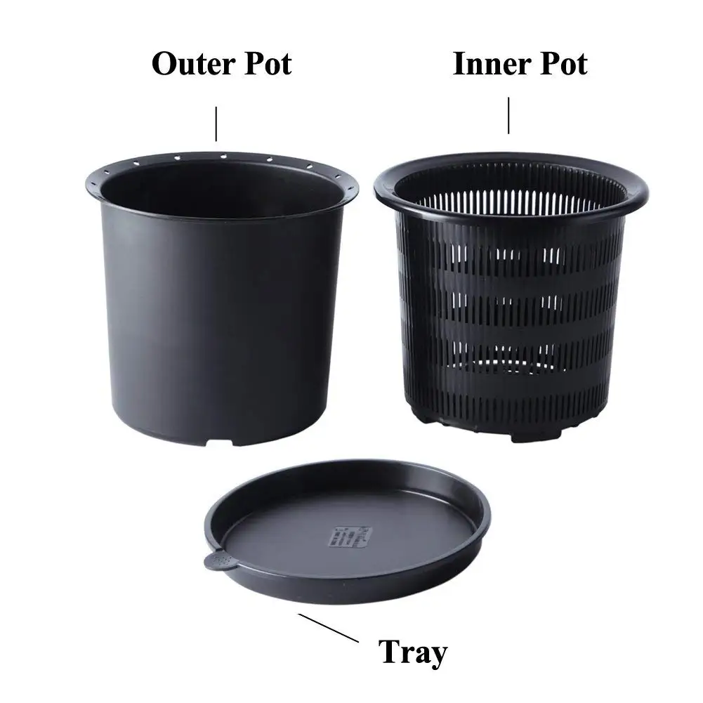 
Outdoor flower pot for wedding/ large plastic plant pot/ wedding round planter double wall pot with tray 