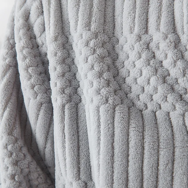 Jacquard Custom Recycled Flannel Coral Solid Fleece  Fabric Autumn Winter Robe Sleepwear