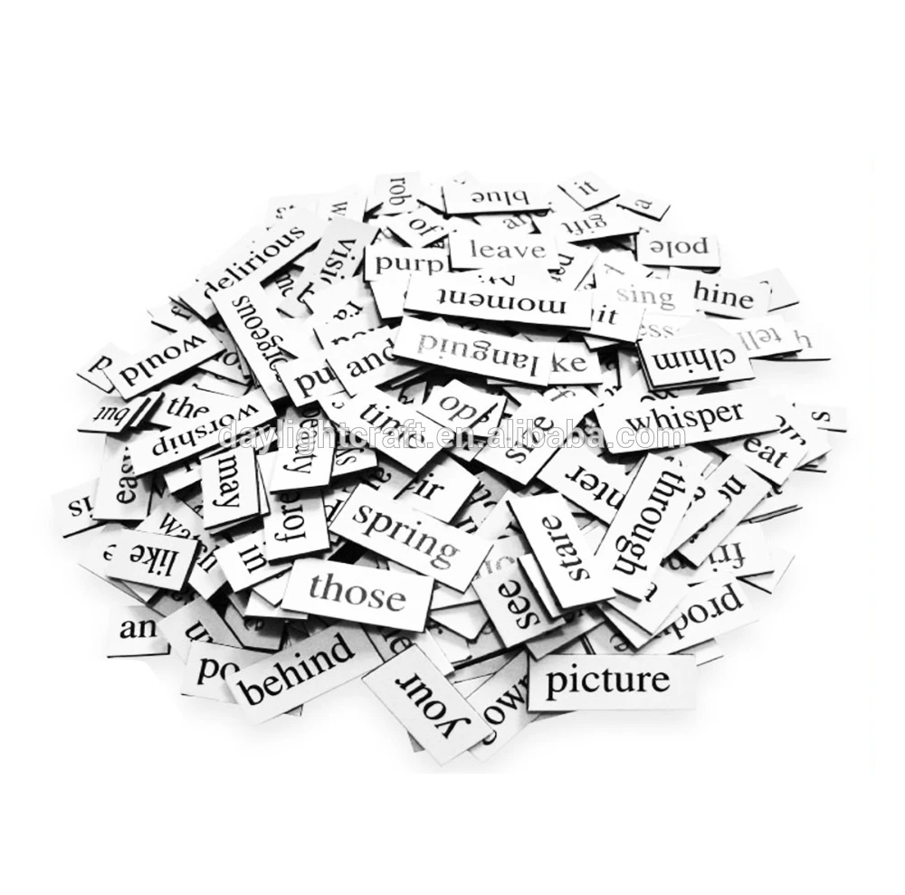 Promotional learning toys kids letters paper/pvc fridge magnet words custom magnetics poetry