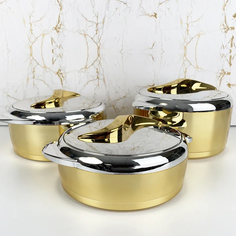 Luxury 3 Pcs/Set Home Use Insulated Stainless Steel Hot Pot Food Warmers Casserole Container