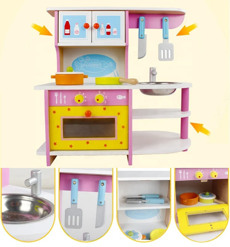 Wholesale Modern Comfort Mini Mother Garden Child Pretend Play Miniature Wooden Kitchen Toy Accessories Sets For Baby
