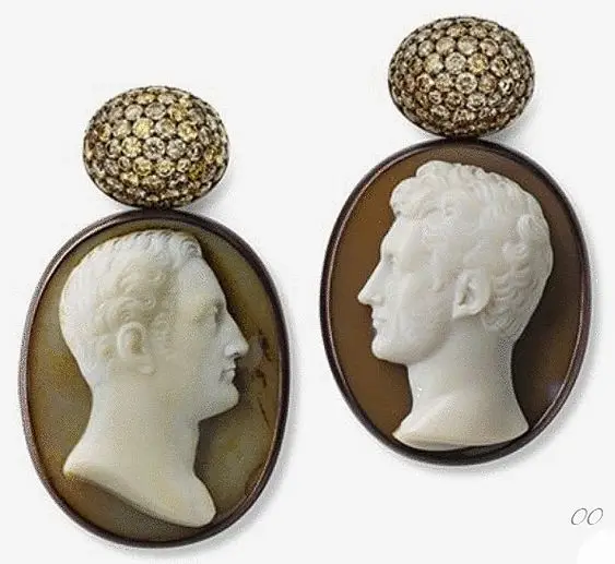 cameo accesorios cameo agate pendant earring  vintage cameo