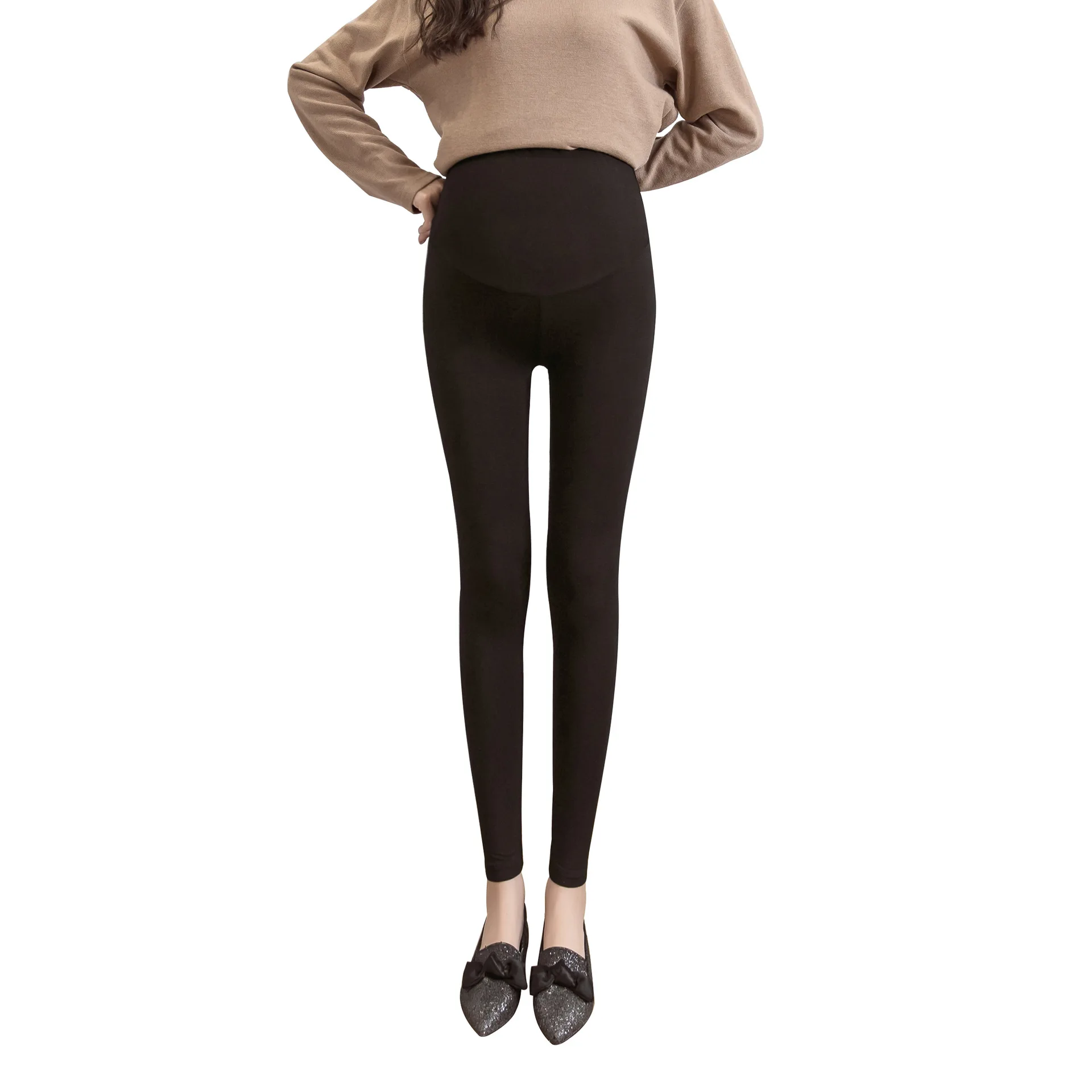 
spring and summer velvet pregnant leggings casual fashion high waist support vertical strip maternity yoga pants for women 