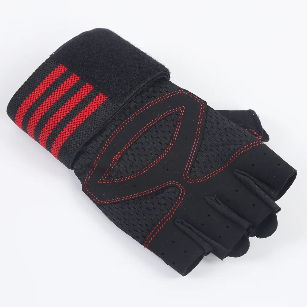 Hot Sale Sport Gloves Non Slip Gym Half Finger Nylon Hand Gloves With Sport Wristbands