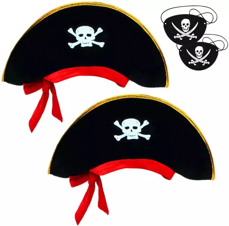 Hot Sale Adult Black Pirate Hats Factory wholesale Cool Pirate Party Knit cheap price Pirate Hats Kids