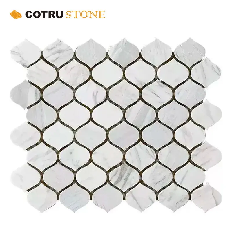 White Marble  Mosaic Tiles High Quality Fancy Shape For Bathing Room Floor