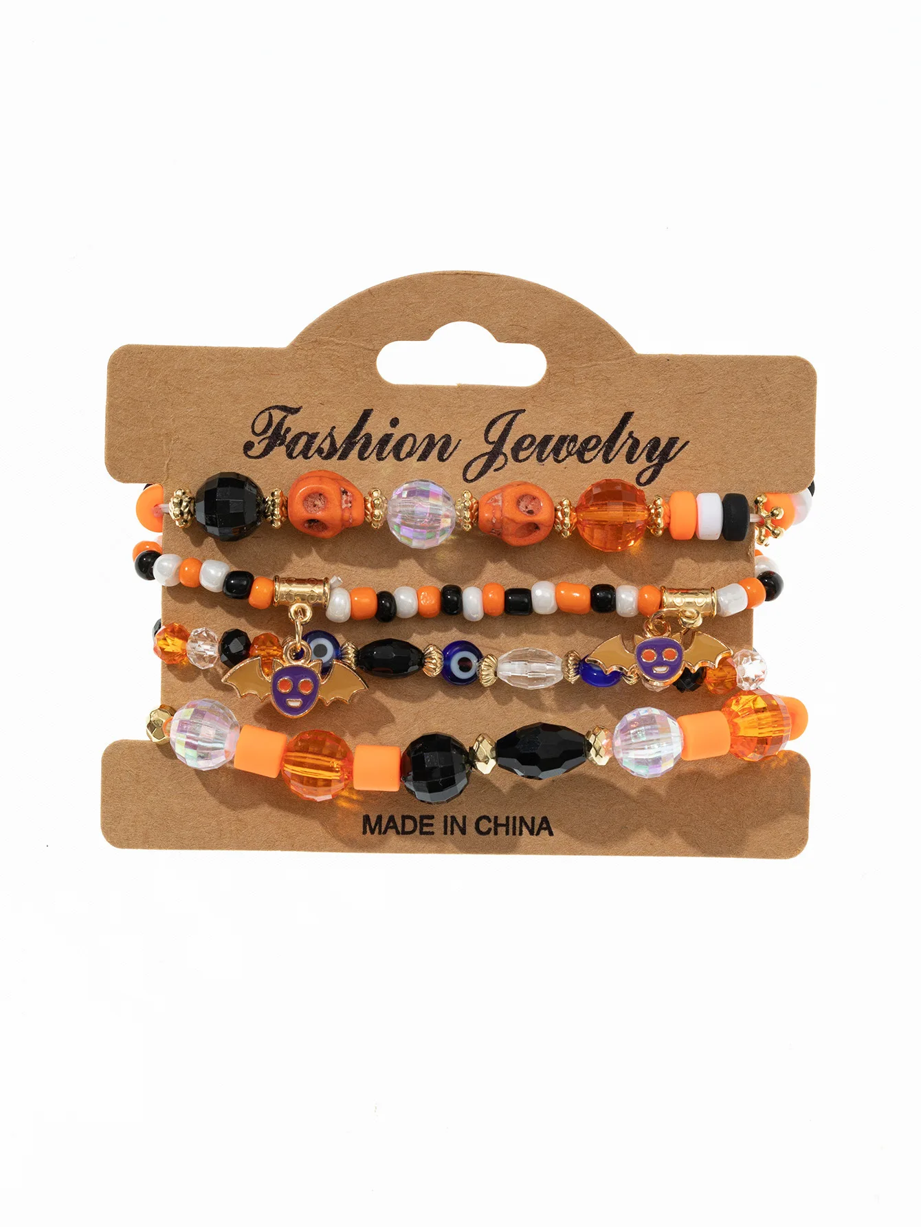 Halloween bracelet Bat spider pumpkin lifting polymer clay elastic thread handmade Party string