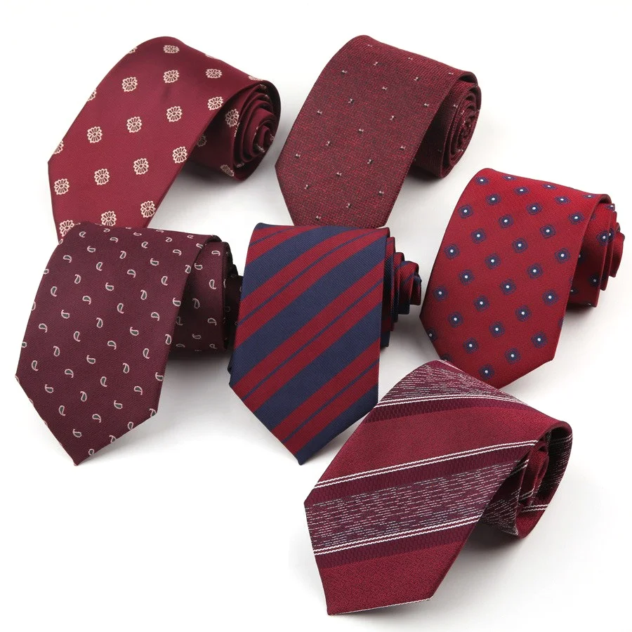 Factory directly wholesale ready to ship high quality neckties red and blue stripe red tie with white and blue stripes