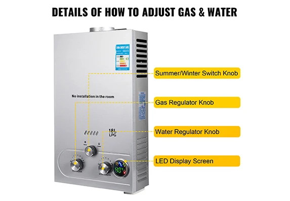 Factory price home Gas Water Heater 18L 4.5GMP instant Water Heater LPG Liquid Propane Gas Tankless Gas Water Heater