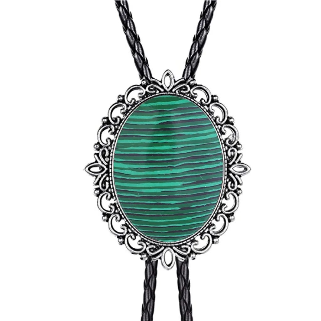 Hamocigia Factory Custom Men Jewelry Stone Western Cowboy Wolf Lion Bolo Tie Leather Lace