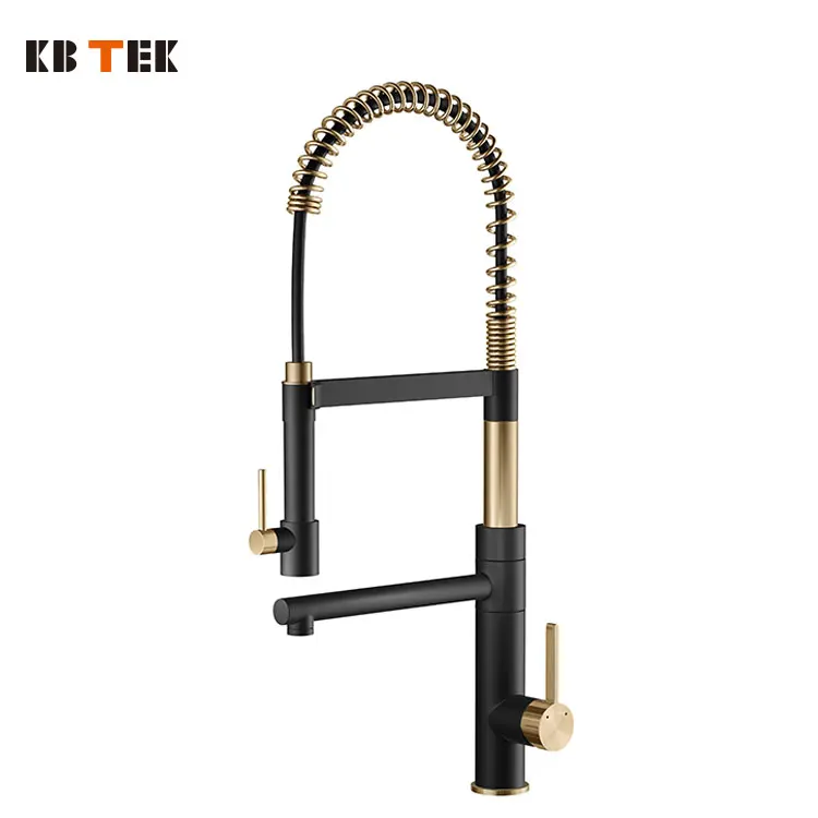 KB TEK New Launched Flexible Customizable Faucet Hot Water Mixer Spring Brushed Brass Basin Tap