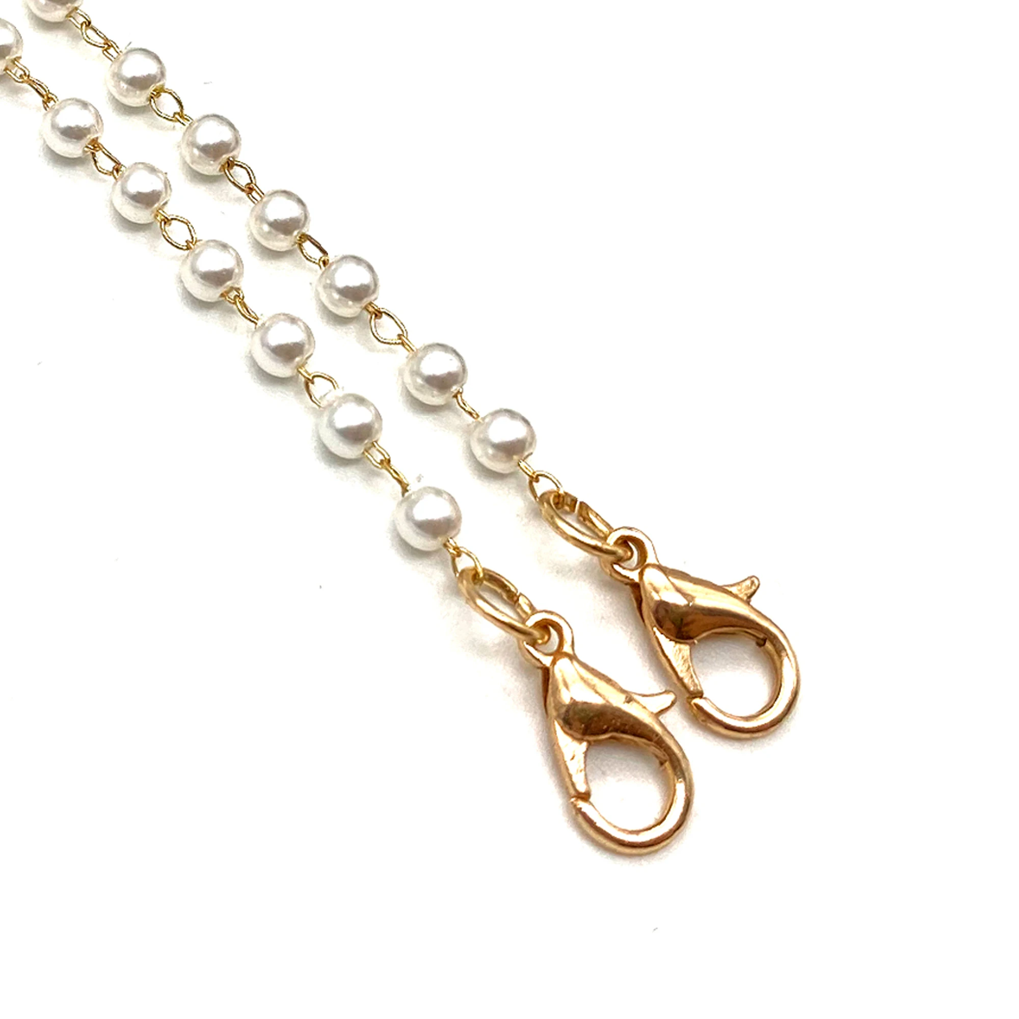 Fashion monochrome beaded cord Hang around the neck Oval clip face-mask chain