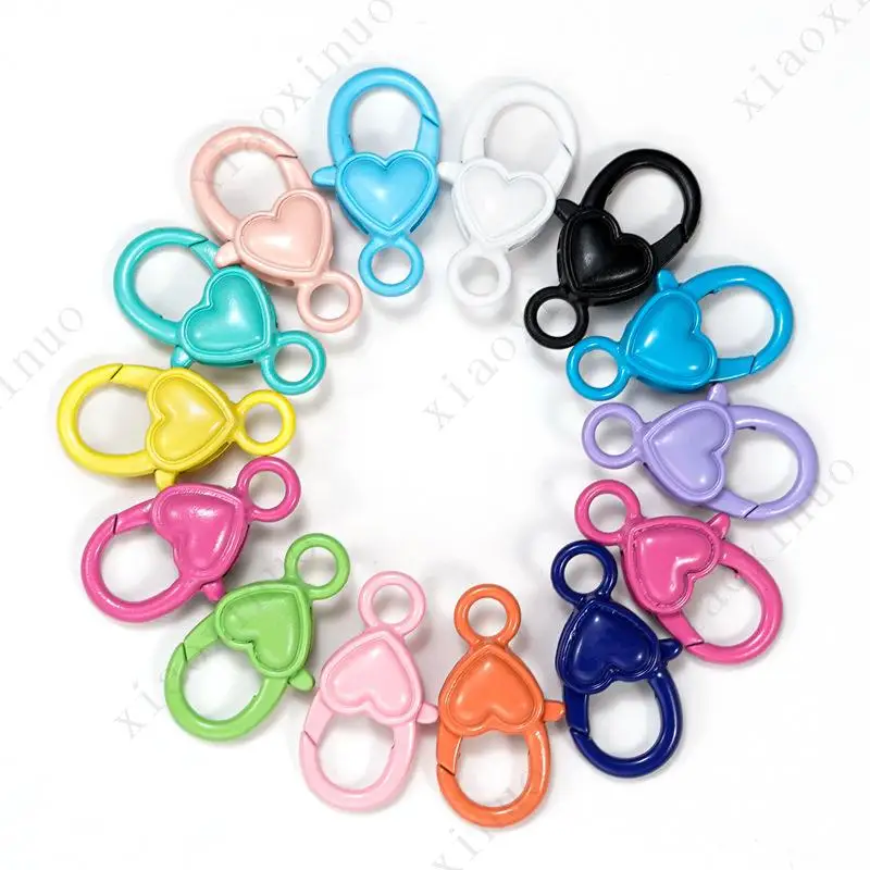2024 new products DIY Jewelry Accessories Wholesale Peach Heart Lobster Buckle Zinc Alloy Colorful Heart Hanger Buckle Wholesale