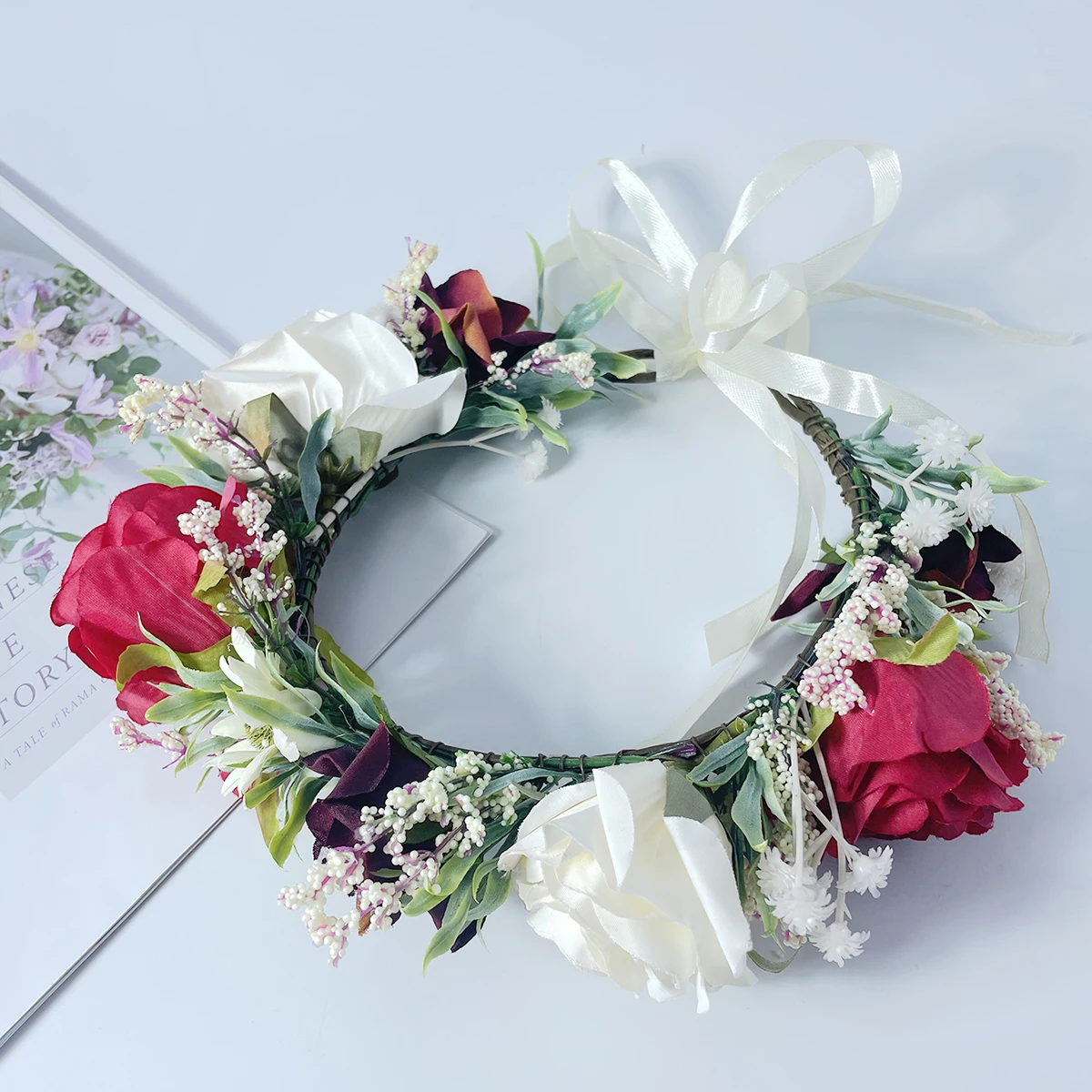 Simulation rose wreath elegant and beautiful wedding performance holiday hair accessories headband