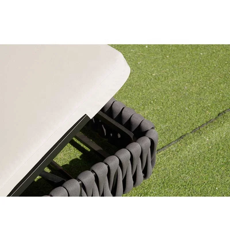 Customized luxury sun loungers modern beach sun loungers with rope woven