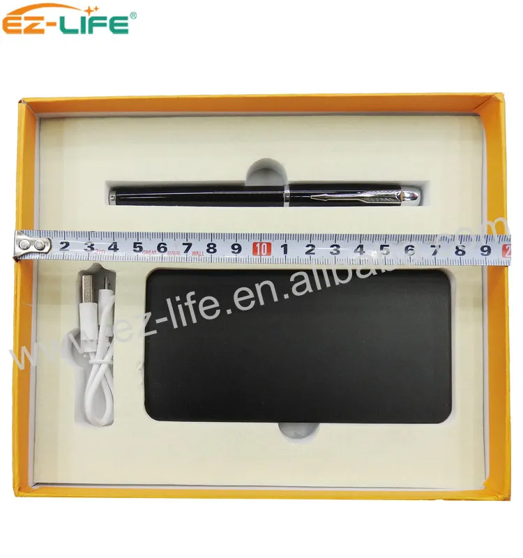 Promotions Gift Printed Box Customised Pen Power Bank With USB Flash Drive