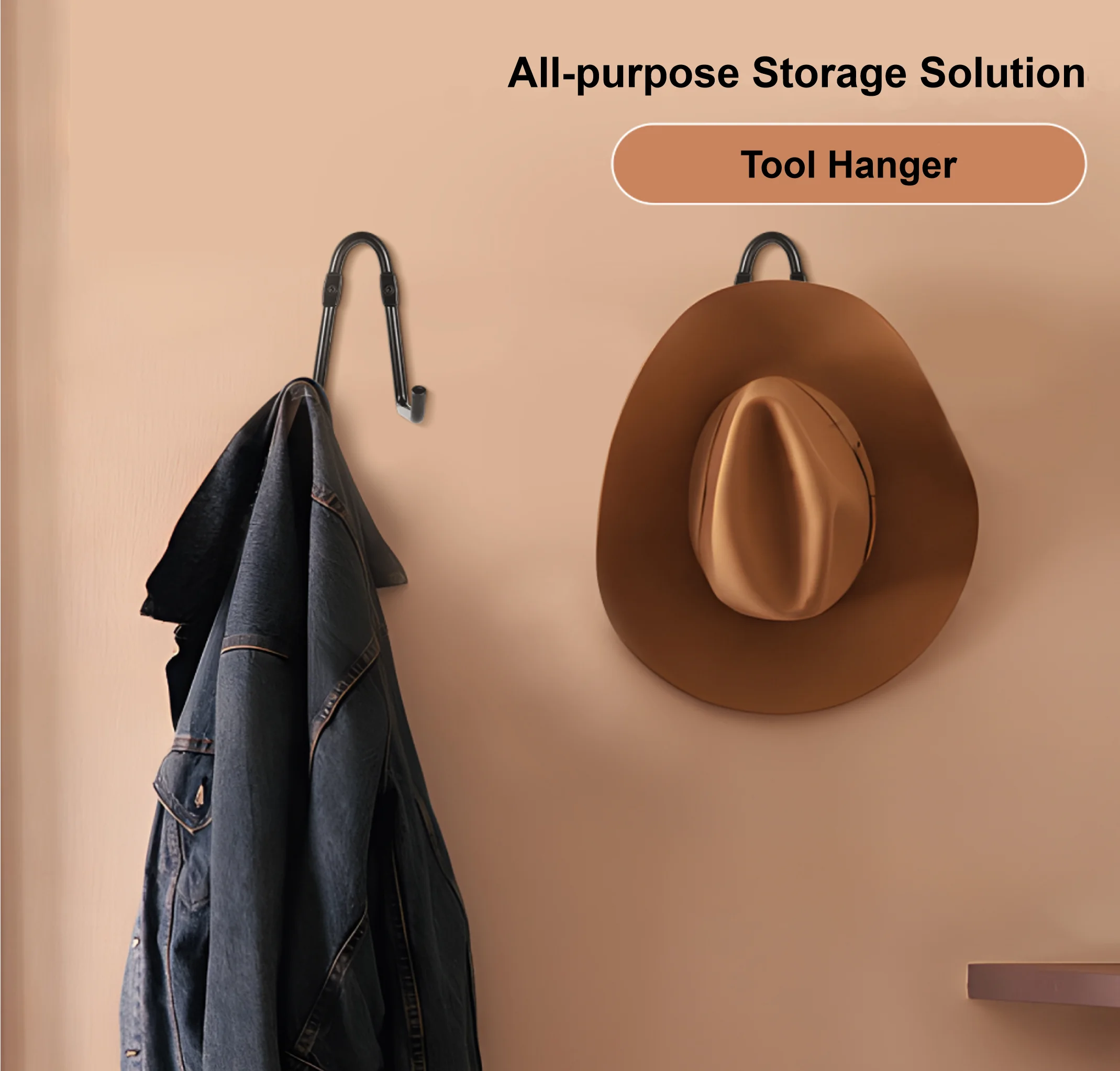 Wall Mount Heavy Duty Metal Garage Storage Tool Hanger Utility Double  Hook