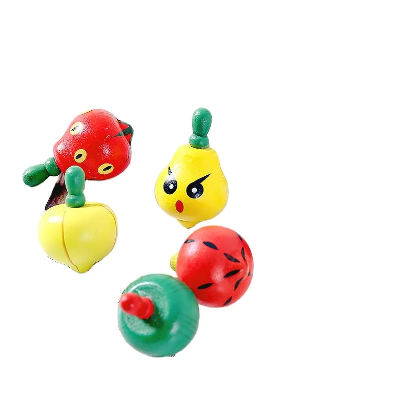Fruit-Top Wood Rotating Small Top Handmade Chromatic Fruit Gyro Spinner Capsule Toy Cheap Classic Wooden Educational Toys