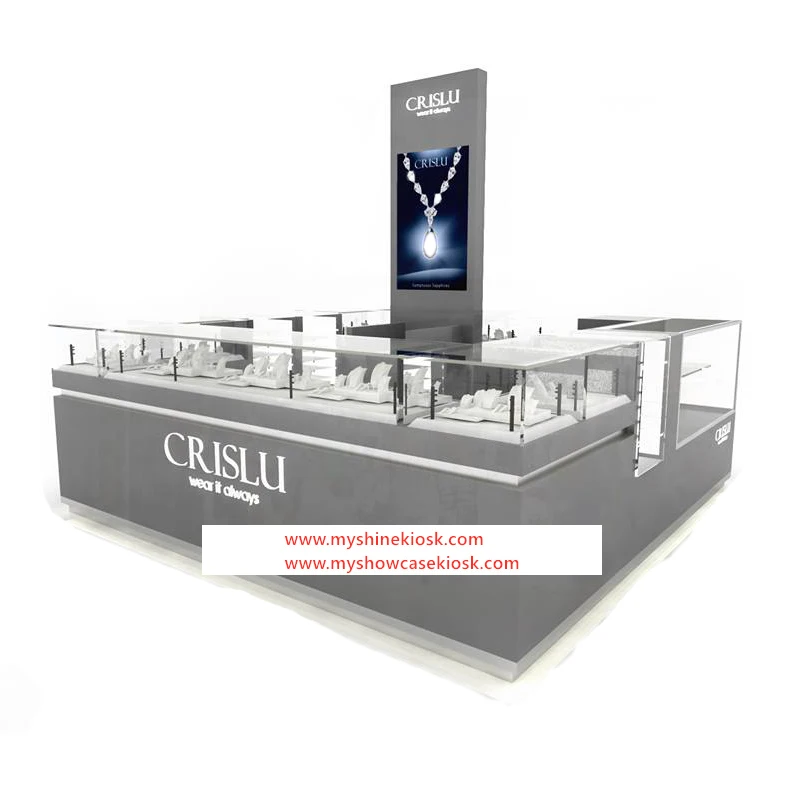 Luxury jewelry glass displays sets jewellery display kiosk for Jewelry Display Showcase