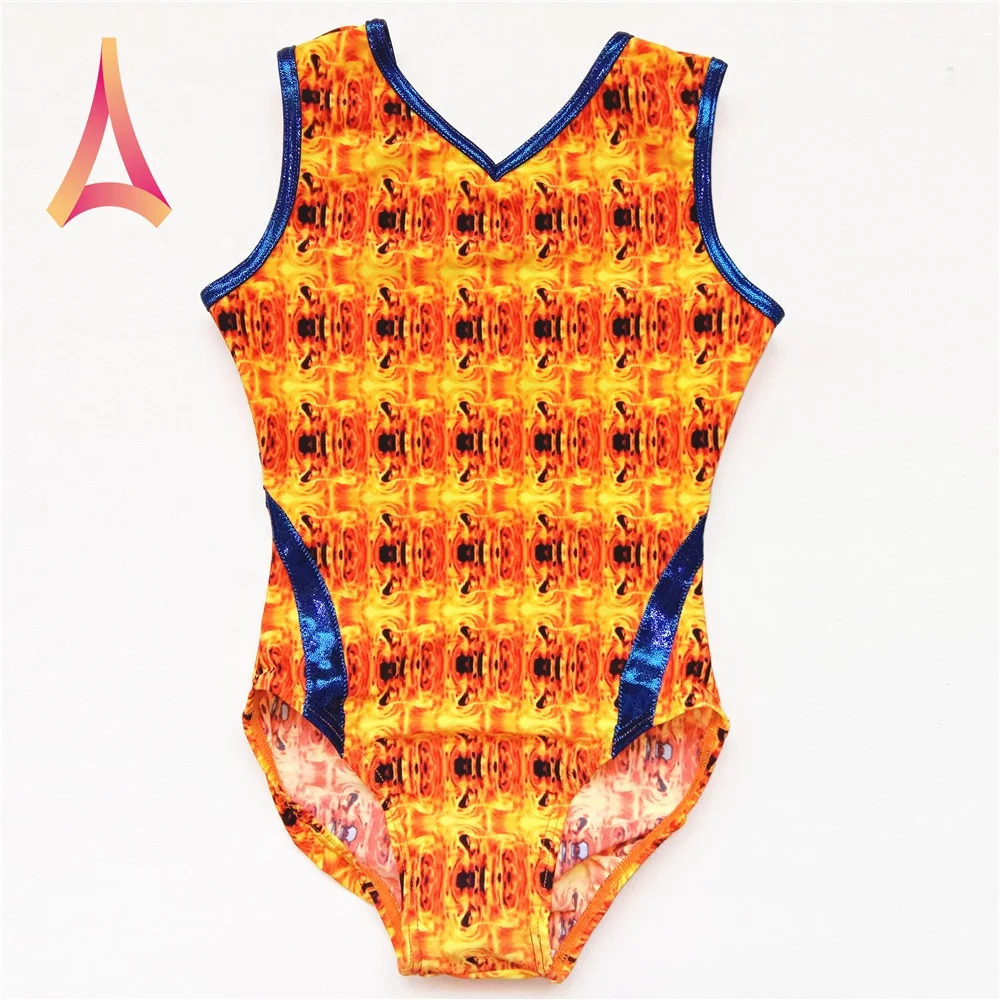 V-neck Camouflage Print Kids Gymnastics Leotard