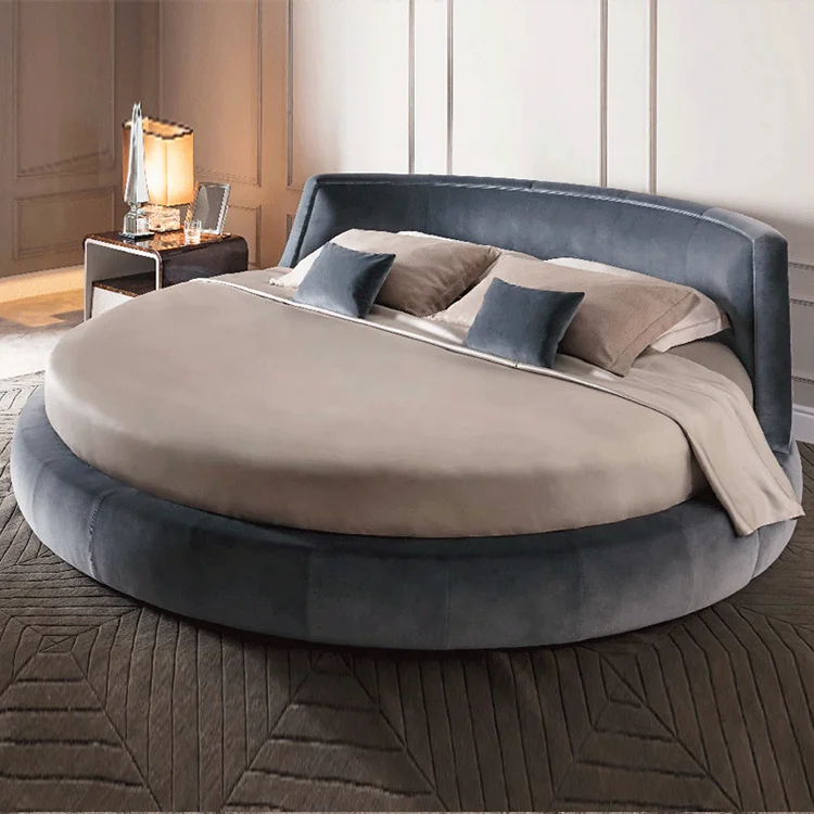 New modern design furniture comfortable king queen size wooden bedroom round Platform bed