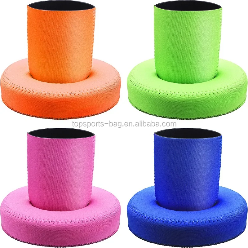 Neoprene Floating Drink Holder Plain Blank Summer Reusable Can Sleeves Drink Pool Floats Cup Holders