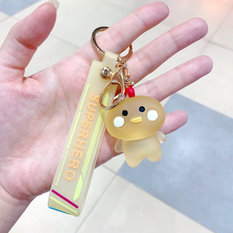 Cute Kwaii Cartoon Crystal Animal Duck Frog Rabbit Bear Key Chain Resin Rabbit Bear Car Keychains Gift For Girls