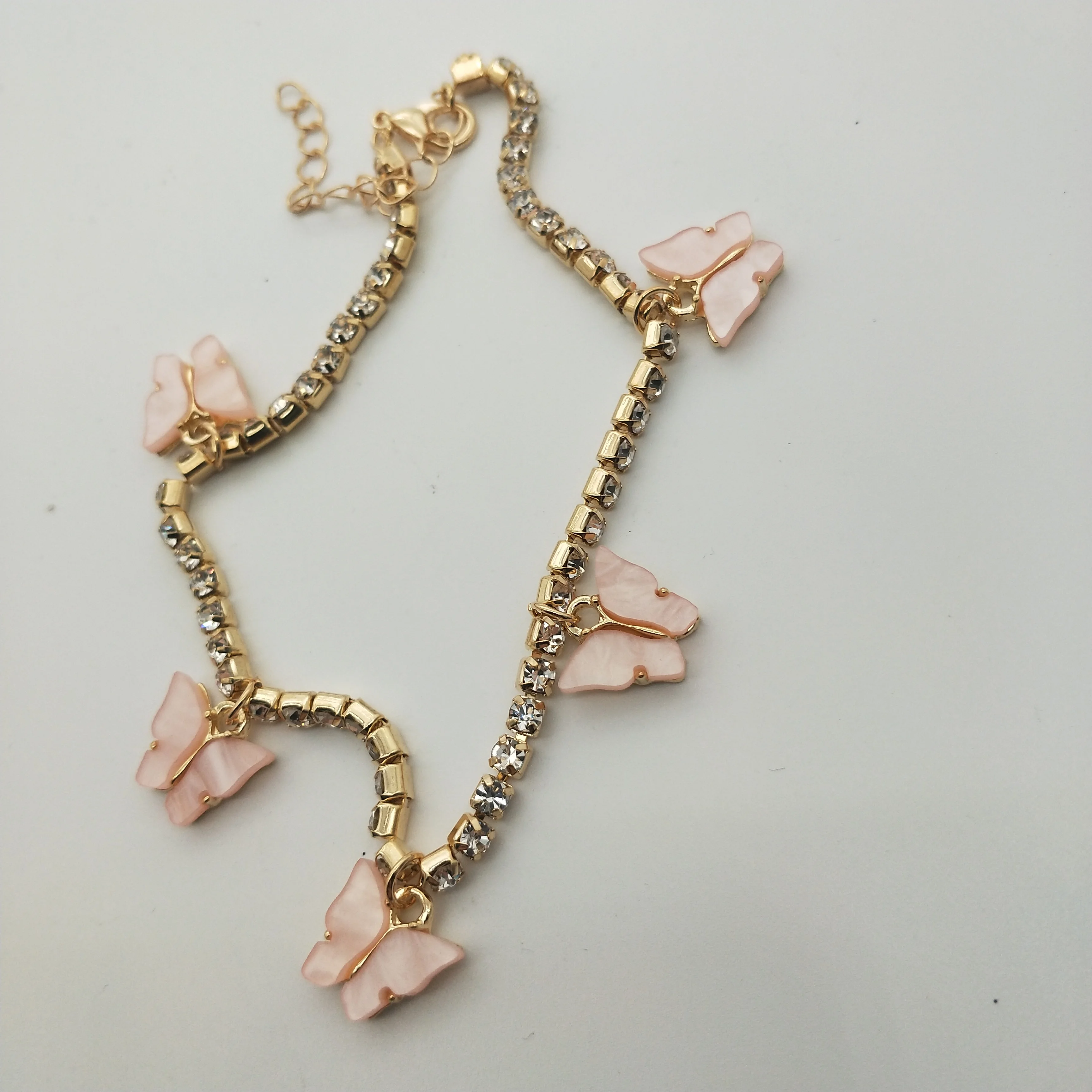 
Wholesale Crystal Butterfly Anklet Stainless Steel Women Jewelry Diamond Tennis Butterfly Ankle Bracelet Butterfly Anklet 