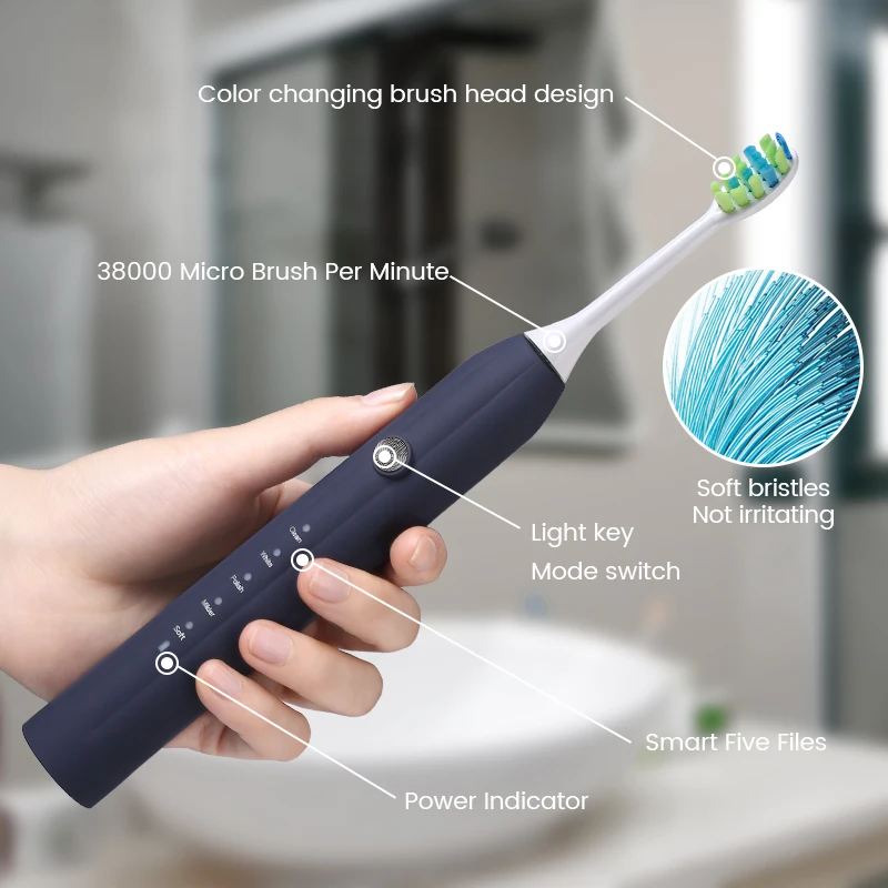 Rechargeable private sonic type portable adult powerful waterproof electric toothbrush