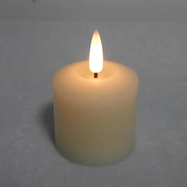 
3D bullet flame black wick real wax led candle votive 