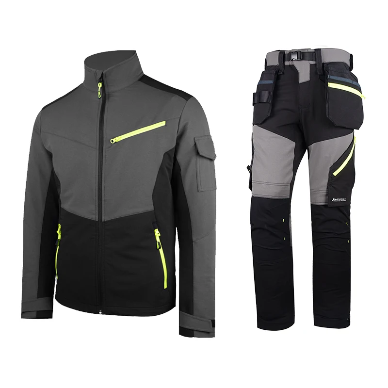 Safetech Work Jacket Cargo Pants Mechanic Security Uniform Workwear For Construction Workers Men Working Suits