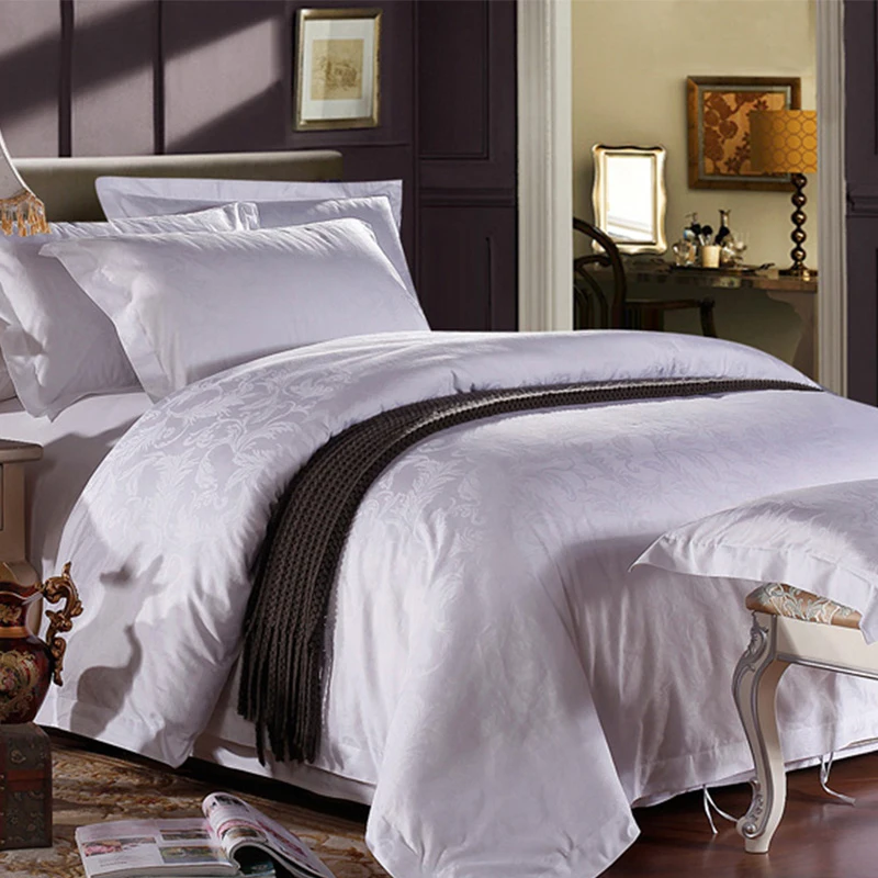 Elegant King size 5 Star Hotel Duvet Cover Bed Linen 100% Cotton brocade Customized 4pcs Hotel Jacquard Bedding Set