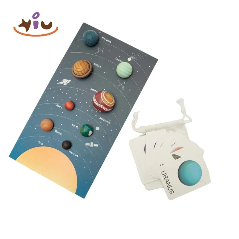 KIU Dark Light Planets Matching Puzzle 3D Planet Puzzle Cognitive Solar System Wooden Building Blocks Matching Educational Toys