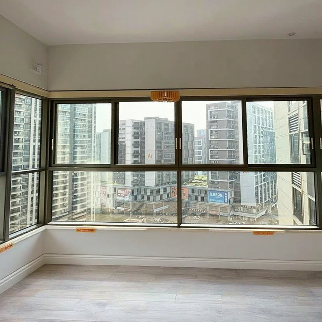 Modern Design Aluminium Casement Windows Security Screens Double Tempered Glass Steel Frame Swing Style for Villa