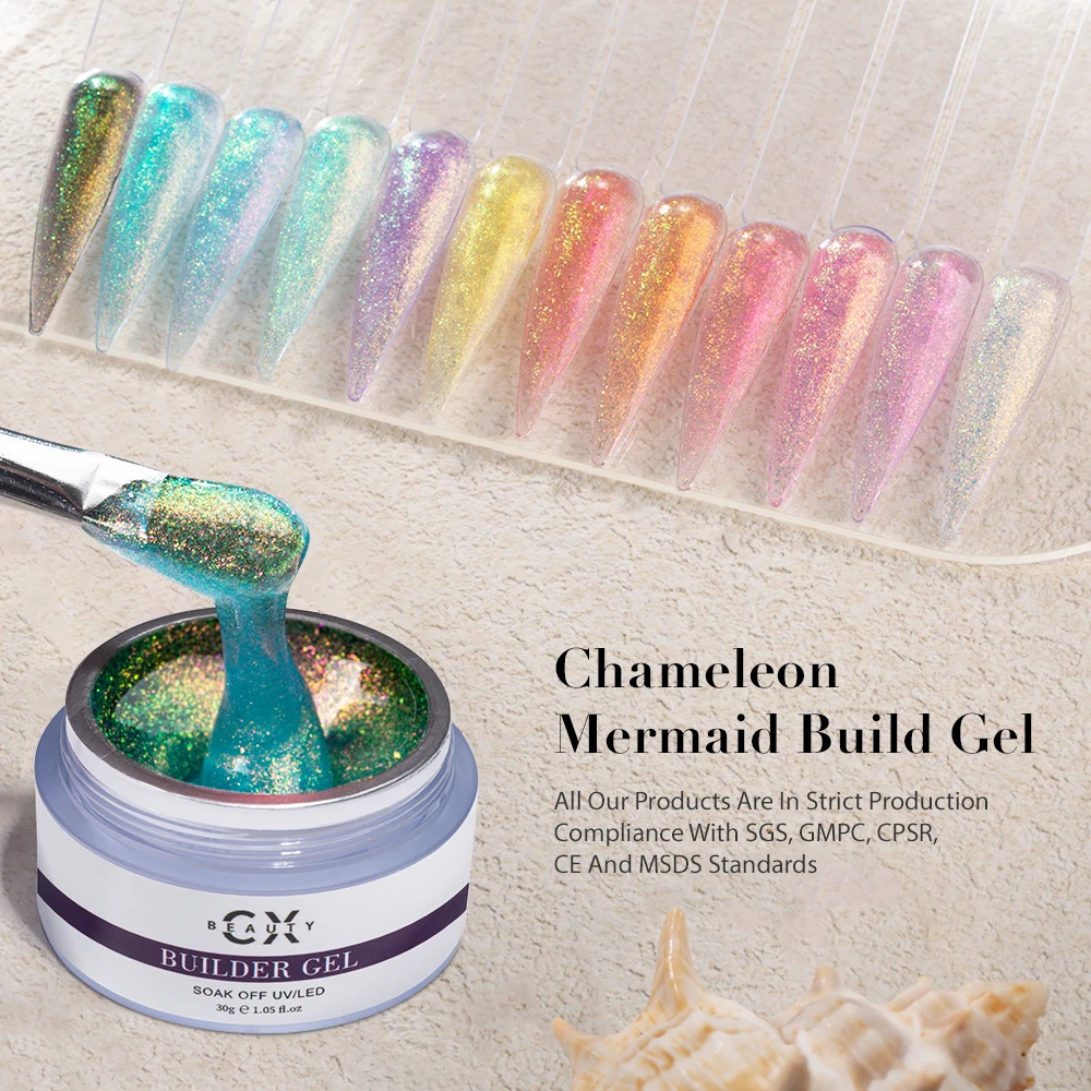 Westink Beauty 12 Colors Chameleon Mermaid Build Gel Nail Extension Gel