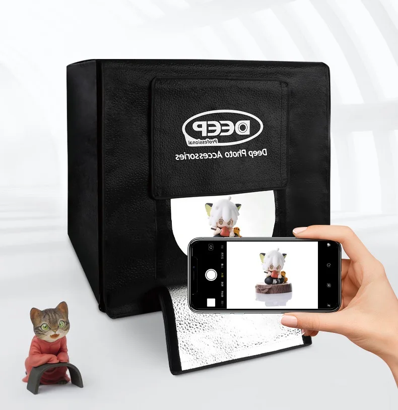 deep 60cm 80cm 120cm Folding Photo Studio Softbox Lightbox tabletop Shooting foldable Tent photobox for with dimmer