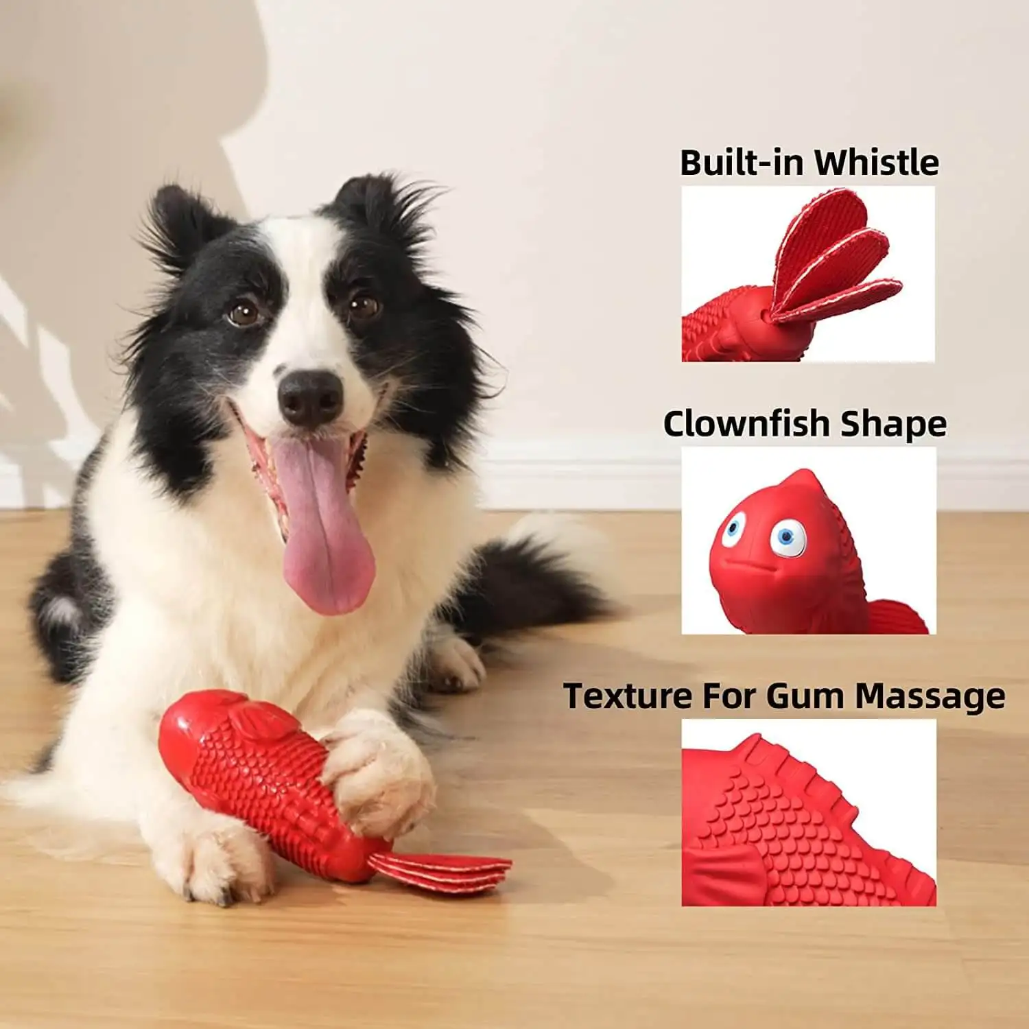 BOTO Best Seller Indestructible Clownfish Dog Chew Toys Nemo Crinkle Squeaky Dog Toys for Aggressive Chewers