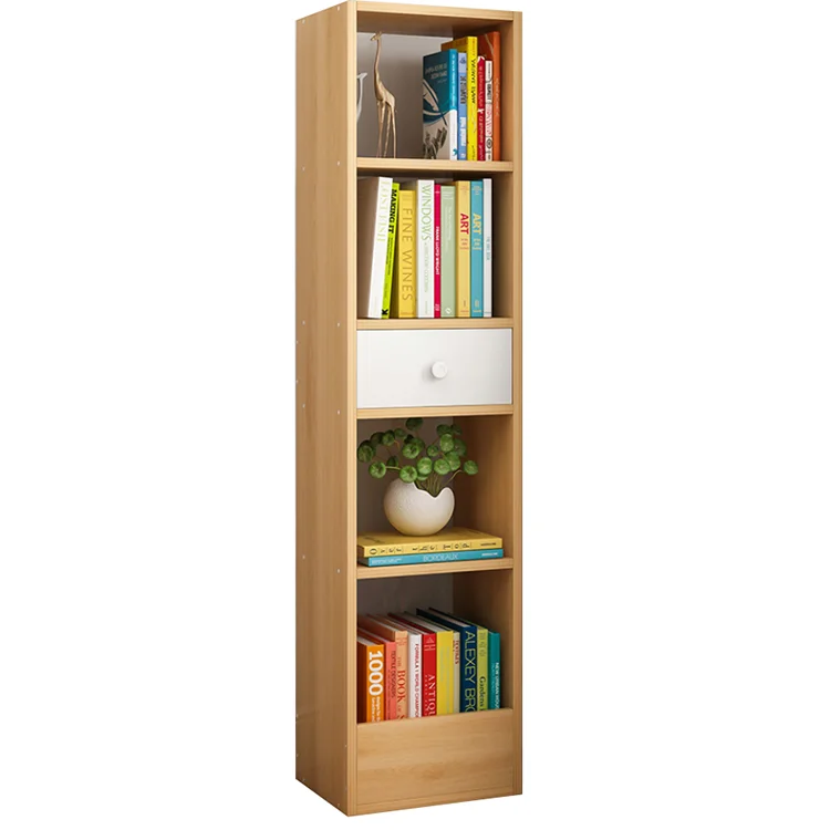 Movable Book Storage Shelving Wooden Bookshelf Bookcase