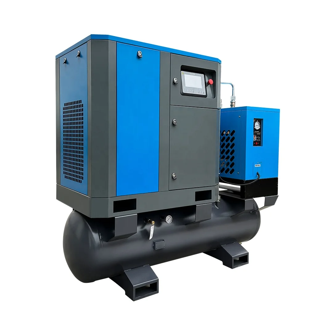 Popular Energy conservation 380V Mobile Power Frequency Mini Rotary Screw Air Compressors 4kw 5.5 hp For Industrial production