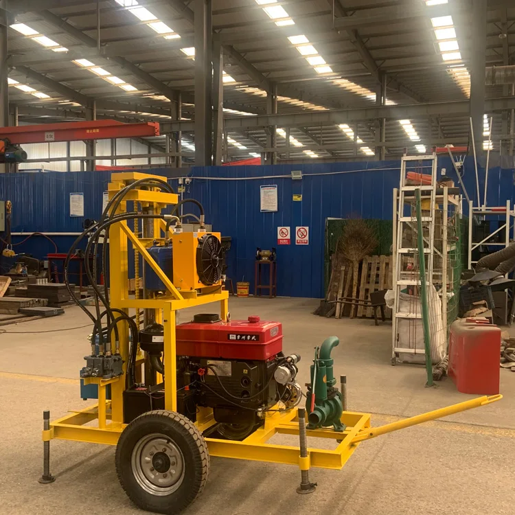 Factory direct sale diesel trailer borehole water well drilling rig machine with compressor for water well
