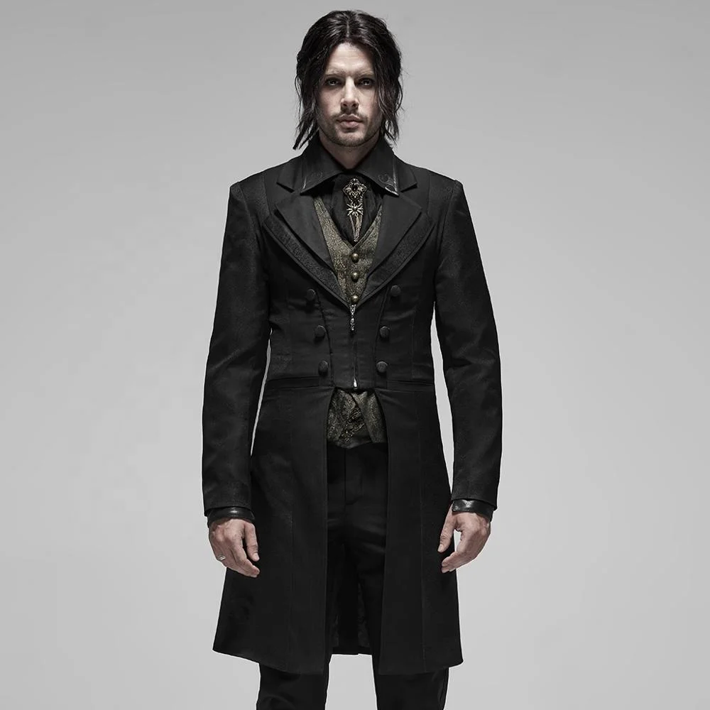 PUNK RAVE WY-1189  steampunk Gentleman floral fabric long coat men Autumn winter Long Spring Men Suit