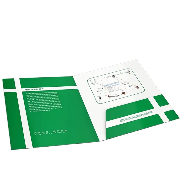 A4 A5 Personalized Printing One Pocket 300gsm Coated Paper Cardboard File Presentation Folder for Business