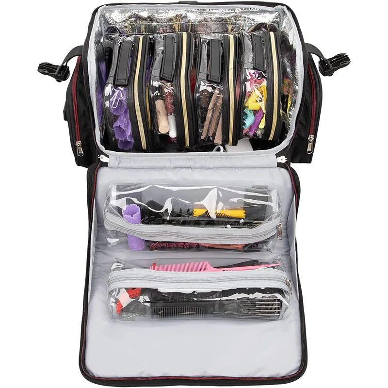 Custom Professional Hairdresser Makeup Trolley Case Hairdressing Travel Beauty Salon Barber Case Makeup Rolling Train Case