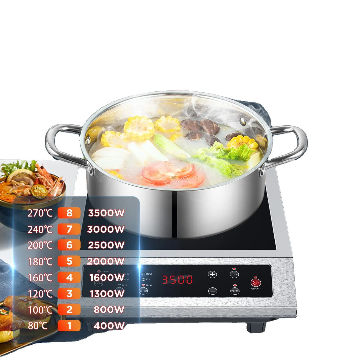 220v AC Induction Cooker 3500w5000W 6000W 8000W Power Induction Cooker Induction Cooker Stove Black Electric Touch Screen