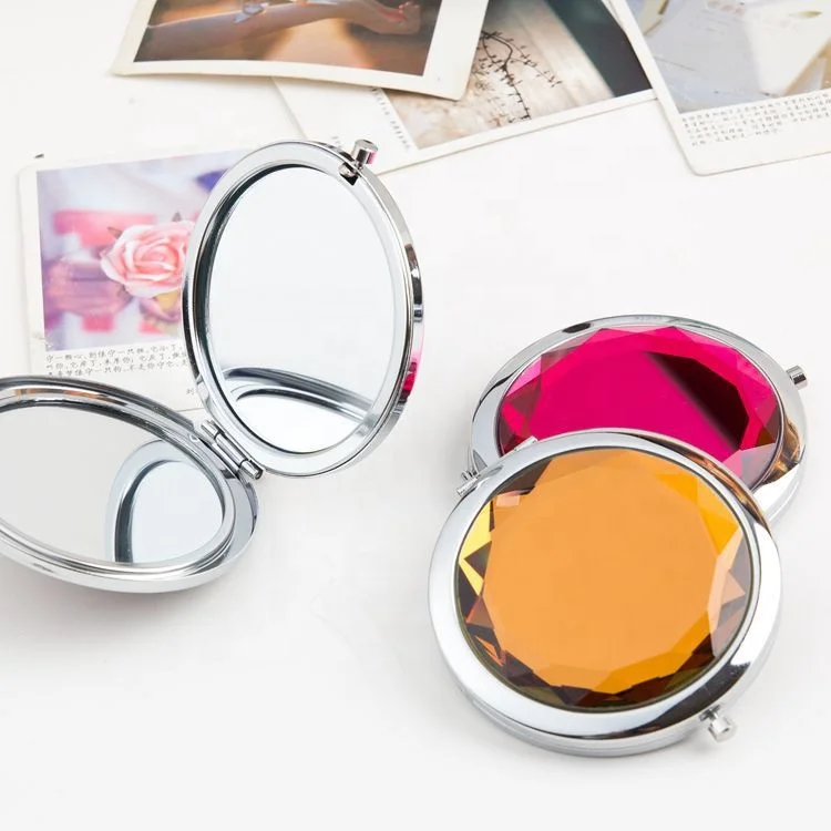 Wedding invitation gift crystal mirror compact mirror pocket mirror with gem