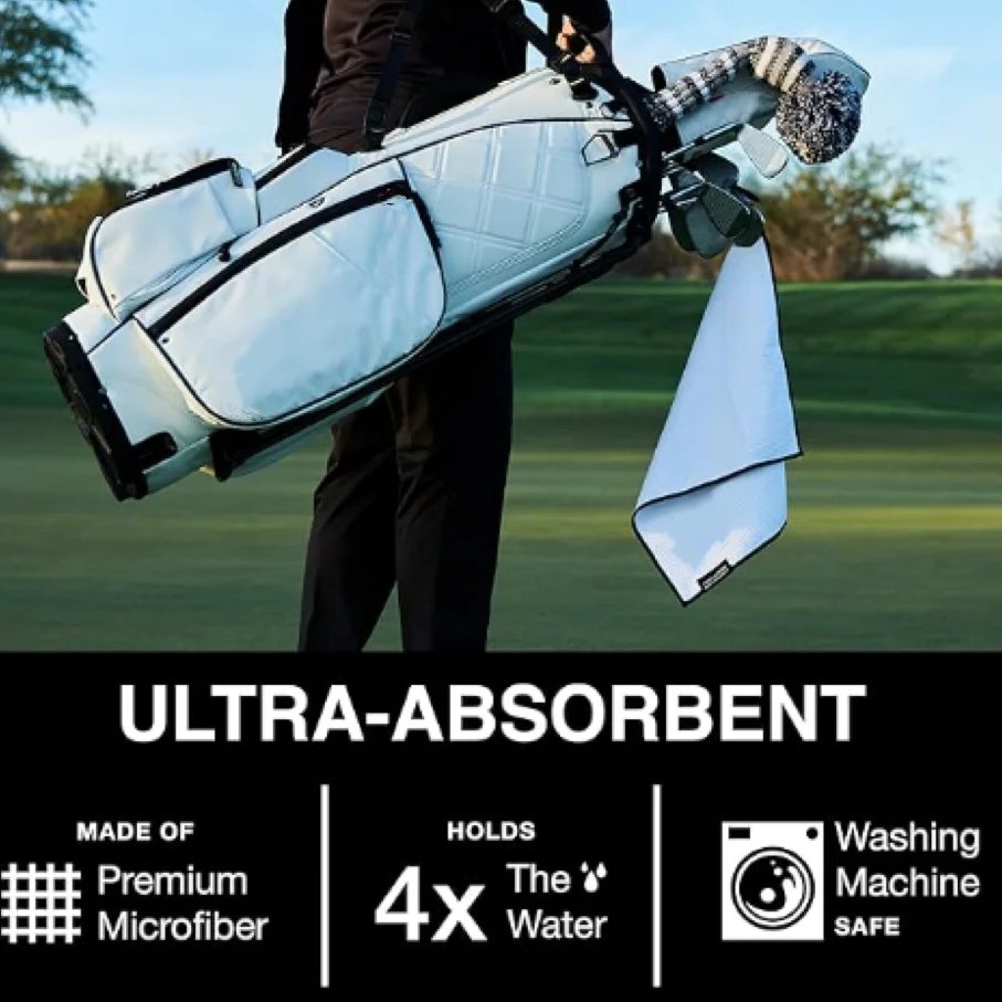 Wholesale Golf Magnetic Towel Premium Ultra-Absorbent Microfiber Waffle Golf Towel with Magnet for Golf