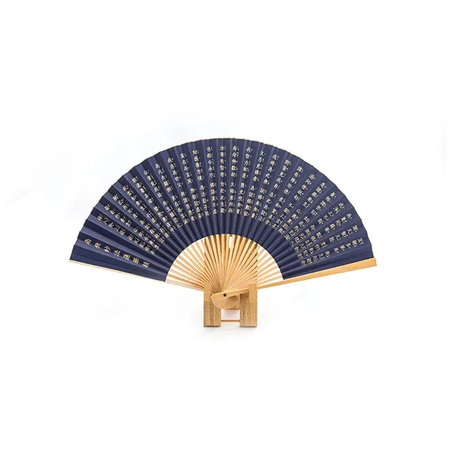 Private label bamboo crafts price black paper hand held folding fan